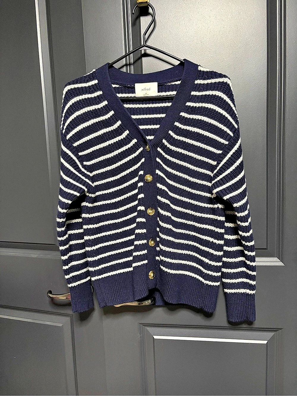 Wilfred Striped Cardigan in Blue & White Size XS
